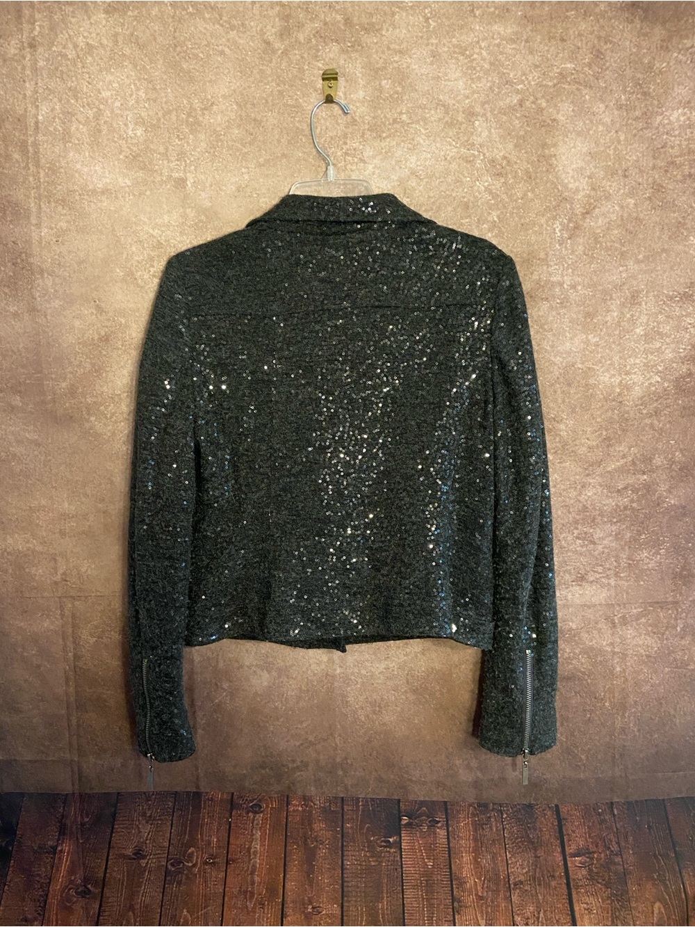 INC International Concepts-Mod Style Black Sequined Cropped Jacket-Size M-EUC - Picture 3 of 3